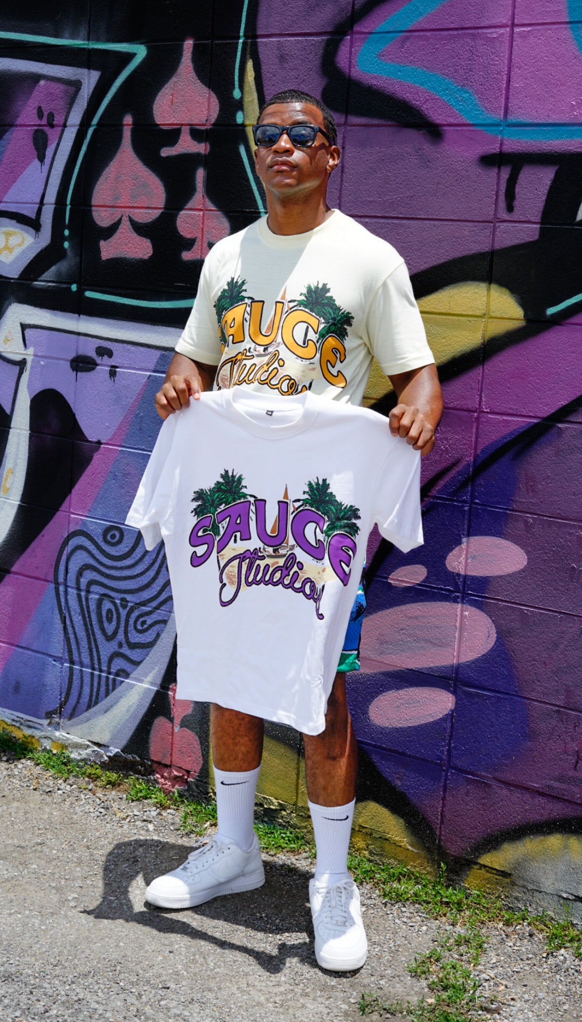 White and Purple Shirt with Purple and Pink Shorts Set